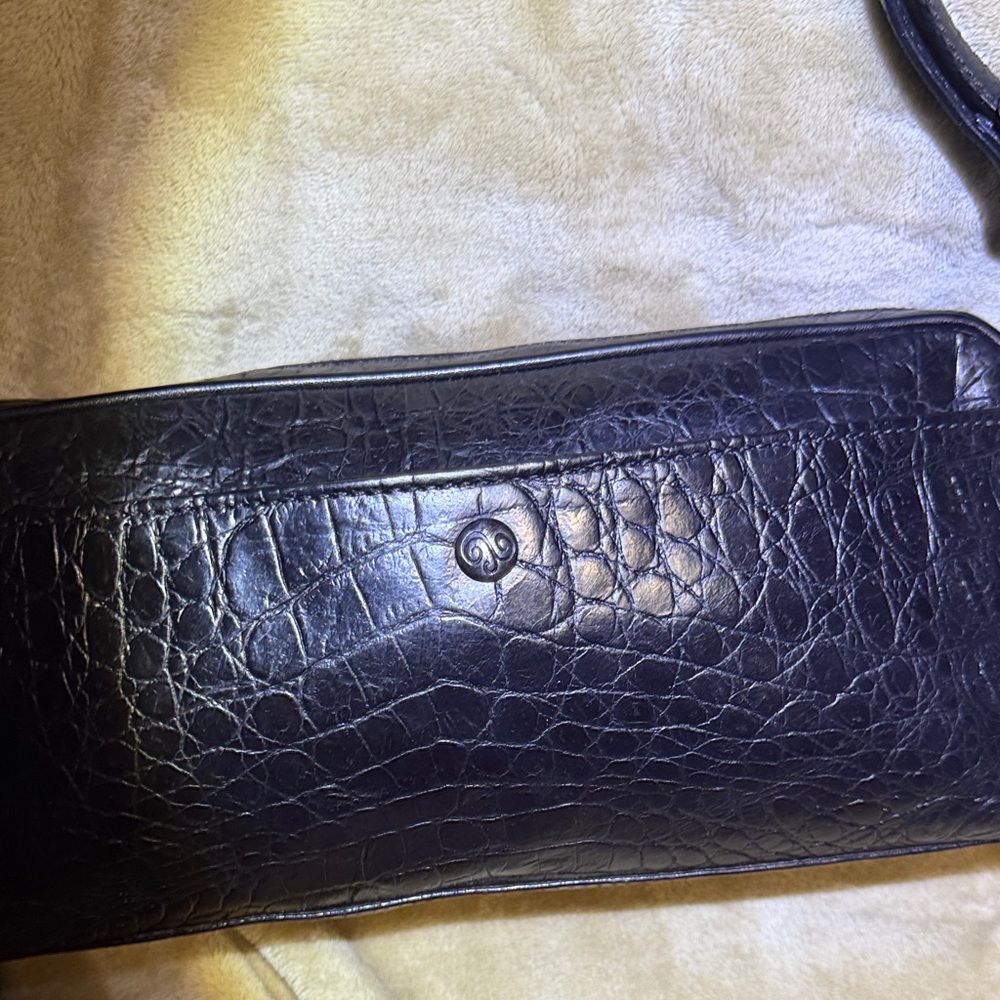 Vintage Brighton black leather embossed purse with plaid lining - Picture 5 of 11